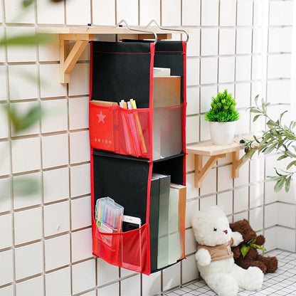 1 PC Hanging Locker 2 Layer Shelves Hanging Locker Organizer Accessories for Office School Gym Closet Home Supplies(Red)