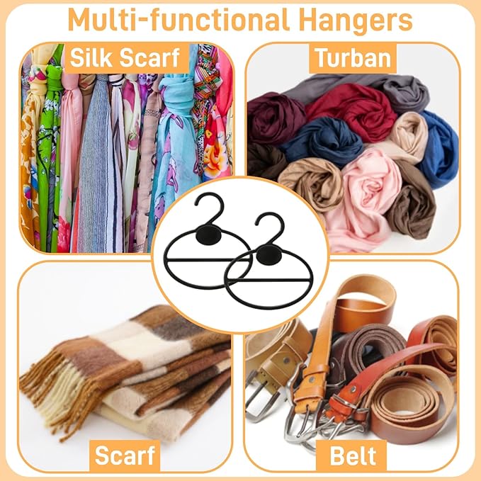 ZAVOOS 100 Pack Scarf Hanger, 5.5 Inch Plastic Scarf Organizer Space Saving for Closet, Black Multi-Functional Tie Belt Hanging Rack Holder Bulk for Multiple Scarves, Wardrobe Storage