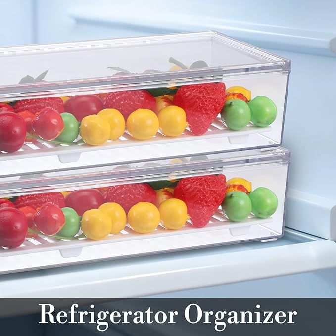 2 Pcs Clear Silverware organizer with lid, Plastic Flatware Storage Box, Kitchen Drawer Organizer tray, Cutlery Utensil Holder for Flatware and Silverware