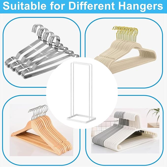 Hanger Holder Stand Clothes Hanger Organizer for Home Organization, Hangers Stackers RV Rack Stand Caddy for Velvet Felt Plastic Coat Hangers Adult Kids Pant Hangars Dorm Room Essentials, 2 Pack White
