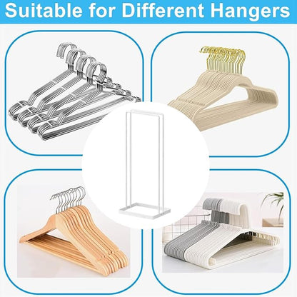 Hanger Holder Stand Clothes Hanger Organizer for Home Organization, Hangers Stackers RV Rack Stand Caddy for Velvet Felt Plastic Coat Hangers Adult Kids Pant Hangars Dorm Room Essentials, 2 Pack White