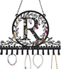 Wall-Mounted Metal Initial Letter R Earring Holder Hanging Jewelry Organizer for Earrings and Necklaces Space-Saving Wall Display with Hooks for Jewelry Storage