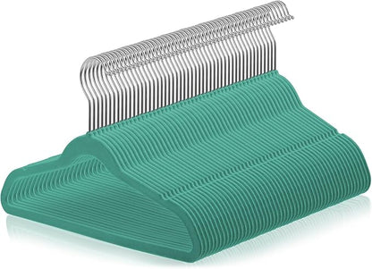 Casafield 50 Velvet Kid's Hangers - 14" Size for Children's Clothes - Teal