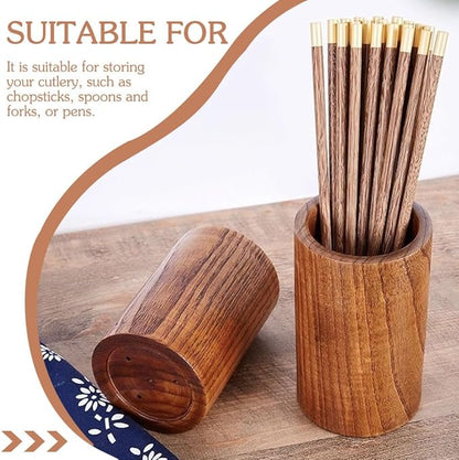 Cabilock Wooden Chopsticks Holder Utensil Organizer for Kitchen Countertop Storage - Multi-Functional Large Capacity Canister