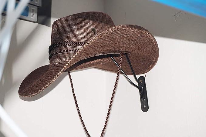 Pmsanzay Cowboy Hat Holder/Cowboy Hat Rack Wall Hanging Decoration Rustic/Men's & Women's Western Style Cowboy/Cowgirl Straw Hat Cap Storage Display Holder Rack Dryer Stand Organizer - Metal