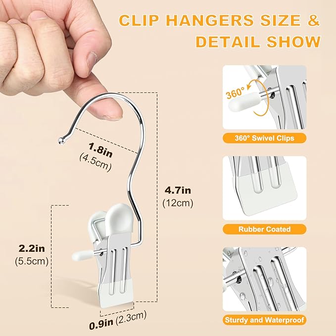 20 Pack Trouser Hangers w/Rubber Coated, Portable Hanger Clips for Travel, Leggings Organizer for Closet Space Saving, Holds Hats Boots Skirts Shorts Jeans (White)