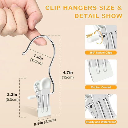 20 Pack Trouser Hangers w/Rubber Coated, Portable Hanger Clips for Travel, Leggings Organizer for Closet Space Saving, Holds Hats Boots Skirts Shorts Jeans (White)