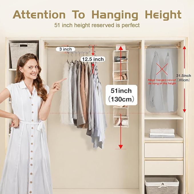 HOUSE DAY Space Saving Hangers for Clothes 6 Pack, Heavy Duty Hanger Organizer | 30 Lbs Capacity |, Metal Magic Hanger, Sturdy Multi Hangers, Closet Space Saver Closet Organizers and Storage