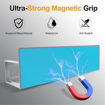 Magnetic Spice Rack for Refrigerator, 4 Pack Metal Magnetic Shelf Organizer for Fridge Side, Strong Spice Storage Rack for Kitchen, Gray