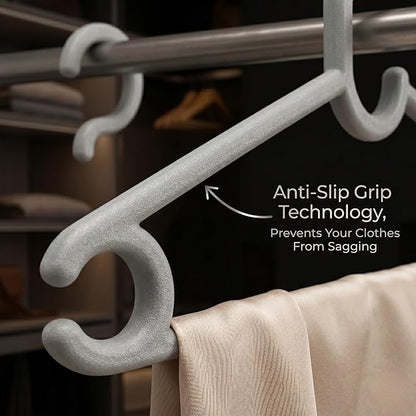 Sturdy Polypropylene Hanger, Pack of 12, Mint Granite White l Cloth Hanger l Dress Hangers l Hanger for Clothes Hanging