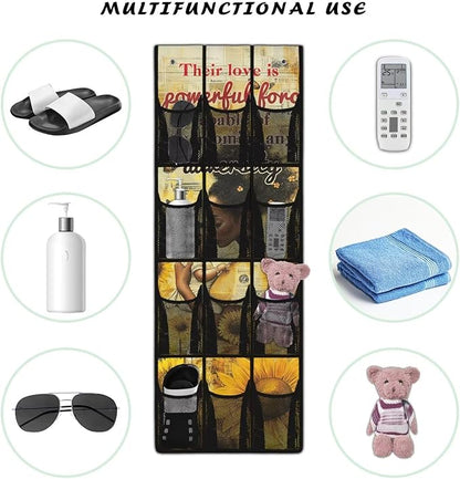 Mother's Day Print 1 Packs Narrow Over the Door/Wall Shoe Organizer,Nursery Organization,Over The Door Organizer,Small Hanging Shoe Rack for Closet with Mesh Pocket for Bathroom
