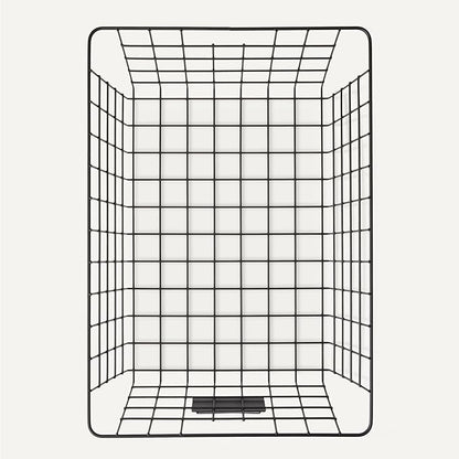 Amazon Basics Wire Storage Baskets for Organizing, Powder-Coated, Rust Resistant with Identification Cards, Black, Pack of 6