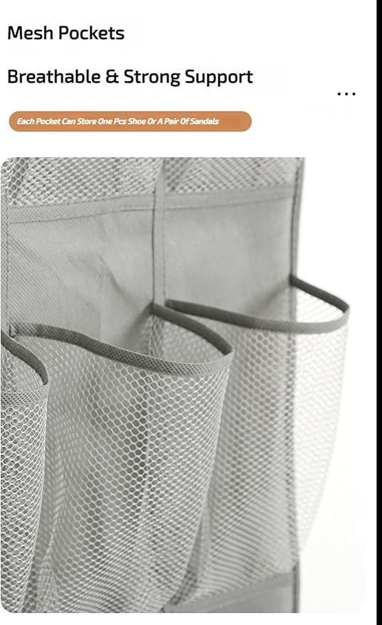 Shoe Organizer for Closet 28 Sections Hanging Shoe Rack for Door Over The Door Shoe Organizer (Grey)