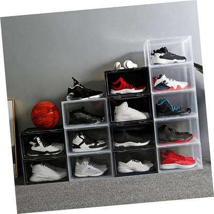 Shoe Box with Dustproof Door Buckle, Stackable Shoe Storage Container for Home and Closet Organization