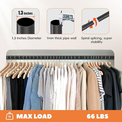 Short Closet Rod 17-39 Inches, Adjustable Heavy Duty Black Metal Closet Rods for Hanging Clothes, 1.3 Inch Diameter with Wall Brackets for Wardrobes, Laundry Room, RV
