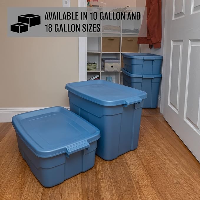 CX Rugged Tote 10-Gallon Heavy Duty Storage Bins with Lids, Stackable Plastic Storage Bins with Weather-Resistant Design, Home Organization, 4 Pack (8.8H x 24.2W x 16.2D)