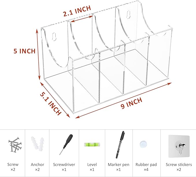 Sezanrpt 4 Compartments Acrylic Belt Organizer, Clear Belt Storage Organizer for Closet, Wall Mount Belt Holder
