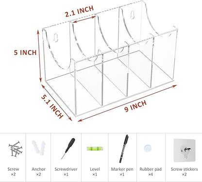 Sezanrpt 4 Compartments Acrylic Belt Organizer, Clear Belt Storage Organizer for Closet, Wall Mount Belt Holder