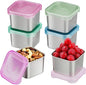 Tanjiae 6-Pack Small (6 oz) Stainless Steel Snack Containers for Kids, Easy-Open Toddler Snack Containers with Lids - Cute Dinosaur Small Stackable Metal Snack Box for Daycare, School, Travel