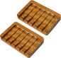SAMEBUTECO Set of 2 Teak Wood Soap Dishes with Sloped Drain | Bar Soap Holder for Shower, Bathroom Sink, Kitchen | Natural Wooden Soap Saver Tray with Quick-Dry Grooves