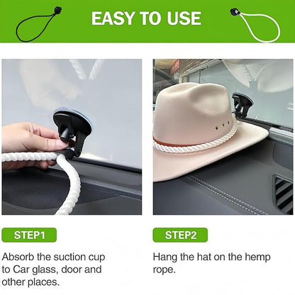 2 Pcs Cowboy Hat Holder for Trucks and Cars —Easy to Use,Suction Cup Hat Rack —(Without the need for any tools),Universal Hat Mount for Windshield/Dash,Suitable for Cars/Trucks/Home Doors