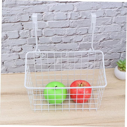 Ciieeo White Hanging Cabinet Storage Basket Organizer for Kitchen Bathroom Office Over Door Rack Holder with Ventilated Rust Resistant Coating Easy Install Storage for Cabinets and