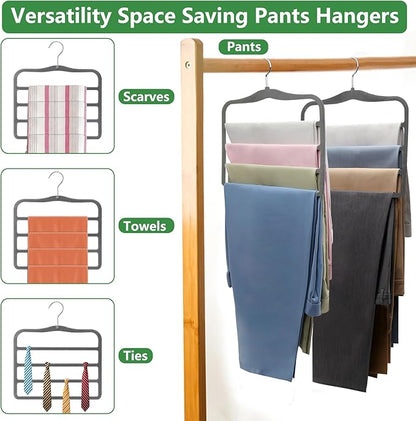 Closet Organizers and Storage,Pants Hangers Space Saving,Velvet Hanger for Organization and Storage,Dorm Room Essentials for College Students Girls,Home Organization Scarf Jeans Hangers-2 Pack