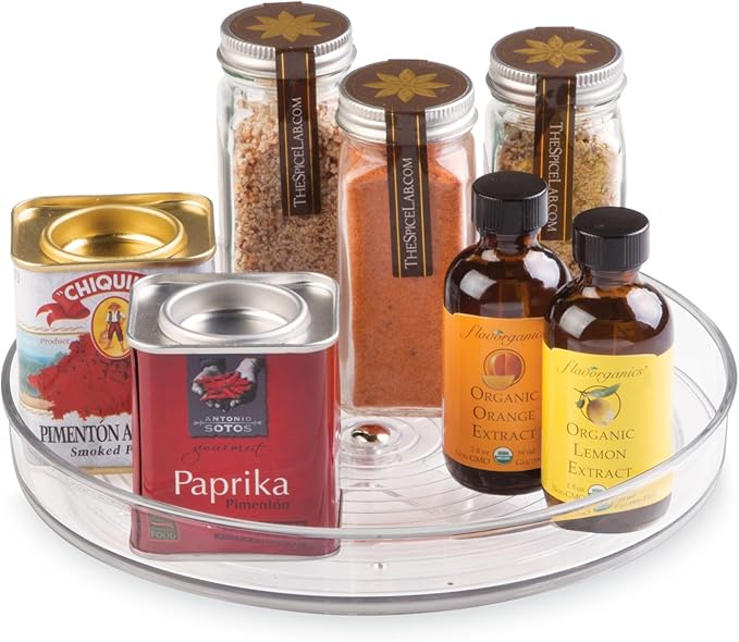 iDesign 9-Inch Lazy Susan Organizer - Small Lazy Susan Turntable for Cabinet or Pantry, Clear
