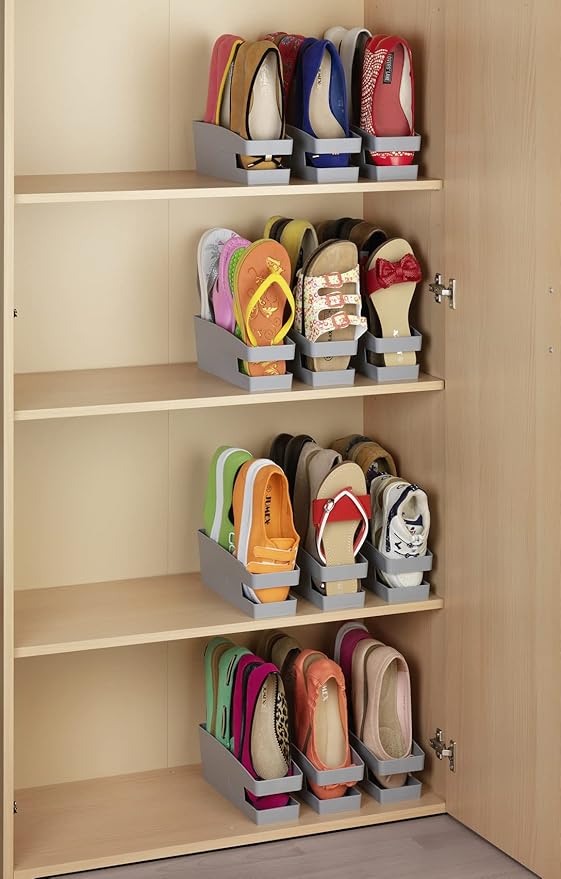 Wenko Holder for Ballet Flats, Shoe Stacker, Set of 6, Polypropylene, Gray, 9 x 9.5 x 26.5 cm