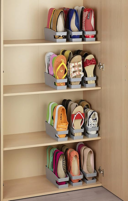 Wenko Holder for Ballet Flats, Shoe Stacker, Set of 6, Polypropylene, Gray, 9 x 9.5 x 26.5 cm