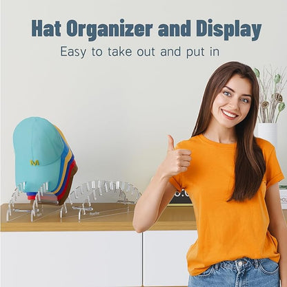Hat Organizer for Baseball Caps, Hat Rack, Acrylic Hat Display, Hat Stand, Baseball Cap Organizer, Hat Holder for Closet, Desk, Bedroom, Hat Storage, 1pcs