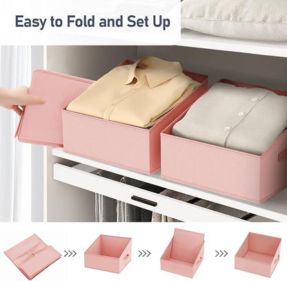 DIMJ Closet Storage Bins 10 Pack - Fabric Storage Baskets for Shelves, Collapsible Clothes Organizer with Handles, Trapezoid Shelf Organization Storage Cubes for Purse, Toys, Books, Towel, Clothes