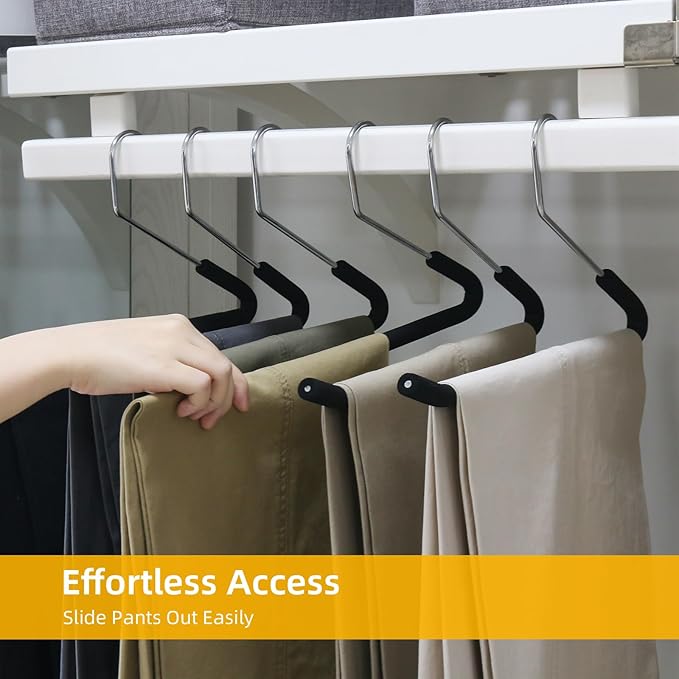 Open Ended Pants Hangers, 10 Pack Non-Slip Foam Padded Pants Hangers Space Saving Heavy Duty for Jeans, Trousers, Slacks