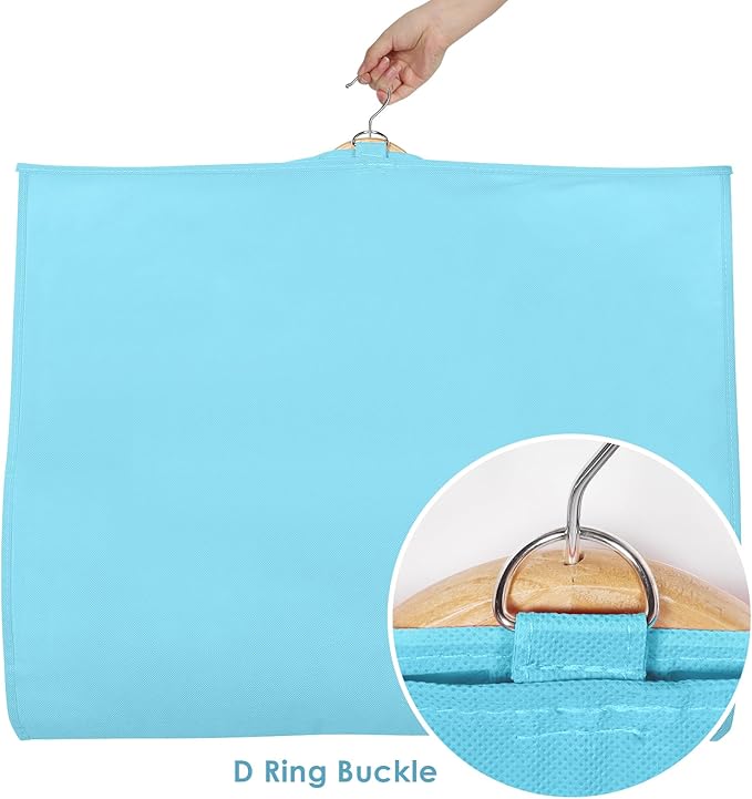 Univivi 40 Inch Girls Garment Bags for Dance Costumes, Dance Competition Garment Bag with 3 Medium Clear Zipper Pockets for Dance Essentials and Accessories, Dance Shoes (Blue) - 4 Pack, UN0752