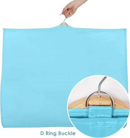 Univivi 40 Inch Girls Garment Bags for Dance Costumes, Dance Competition Garment Bag with 3 Medium Clear Zipper Pockets for Dance Essentials and Accessories, Dance Shoes (Blue) - 4 Pack, UN0752