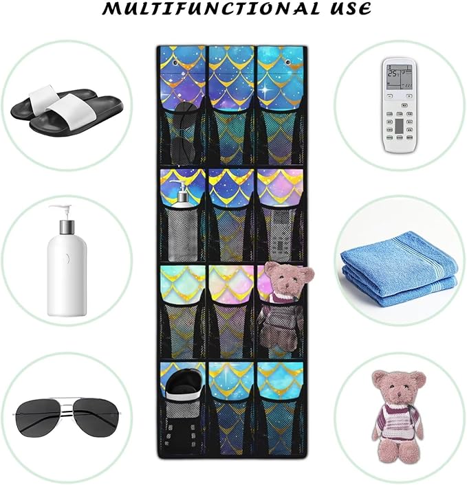 Scale Behind Door Shoes Hang Holder Rack,Storage for Small Spaces,Shoes Hanger Storage Organizer Bag for Bedroom Unique Print
