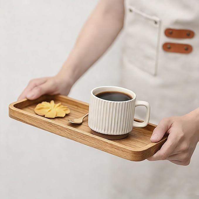 Wooden Bathroom Vanity Tray, 11.8" Decorative Wood Trays for Home Kitchen, Acacia Wood
