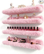 Care&More YJ 15 Inch Nail Polish Shelves, 4-Pack Fuzzy Display Nail Polish Rack for Storing Nail Bottles, Sunglasses, Essential Oils, Plush Soft Pink
