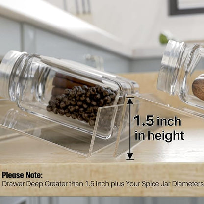 Antimbee Spice Drawer Organizer, 4 Tier- 8 Pack Kitchen Spice Rack Tray for Drawer, Expandable From 13" to 26" Acrylic Seasoning Organizer Rack Holds up 56 Spice Jars (Jars not Include)