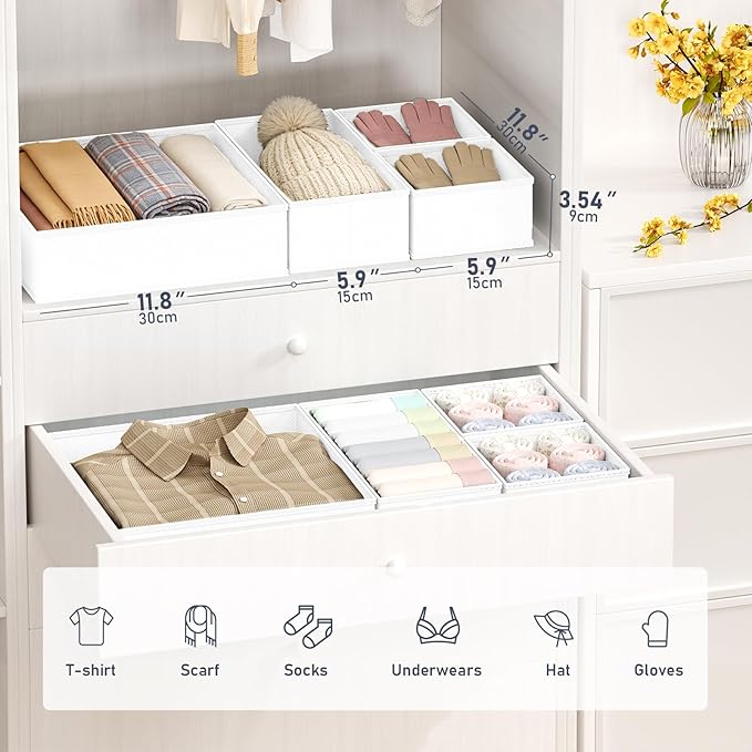 DIMJ Drawer Organizer Clothes- 26 Pack Baby Dresser Organizer for Nursery, Small Fabric Closet Drawer Organizer Bins for Underwears Socks, Foldable Storage Dividers Organization for Bedroom