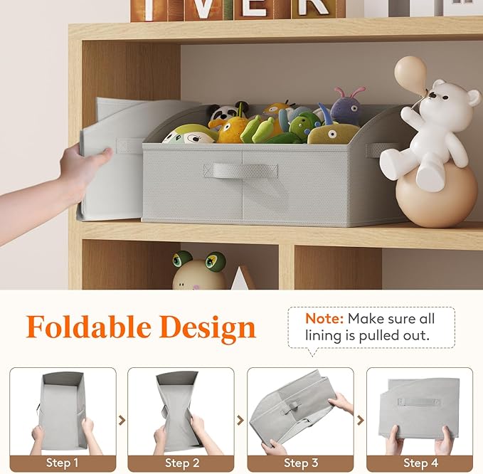 Lifewit Trapezoid Closet Storage Bins for Shelf, 6 Packs Non-woven Closet Organizer Baskets with Handles, Foldable Clothes Containers Boxes for Clothing, Book, Purse, 19L, Large, Light Gray