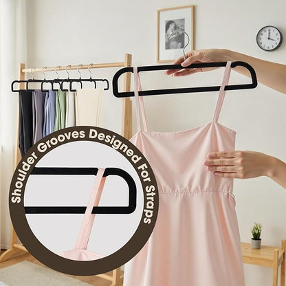 Pants Hangers 30 Pack Velvet Pant Hangers,Heavy Duty Velvet Hangers for Pants,Jeans,Scarf,Towels,Tank Top,Coat.Closet Organizers and Storage（Black）