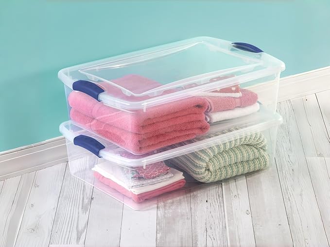 32 Quart Storage Bins with Lids, 2-Pack, Clear Plastic Stackable Tote Box Containers for Under-bed Home Organization
