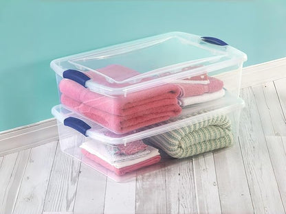 32 Quart Storage Bins with Lids, 2-Pack, Clear Plastic Stackable Tote Box Containers for Under-bed Home Organization