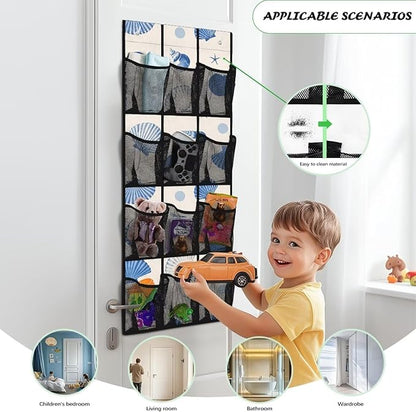 Shell Over the Door Shoe Organizer 12 Large Pockets Hanging Shoe Organizer Sturdy Oxford Fabric Shoe Rack for Door Shoe Hanger