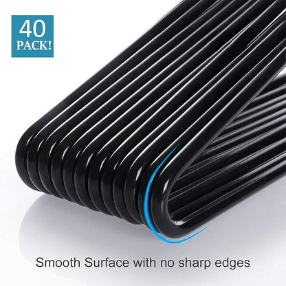 Metal Pants Hangers Non Slip - 40 Pack Open Ended Jean Hangers - Space Saving Clothes Hanger for Closet, Rubber Coated Short Neck Trouser Hanger