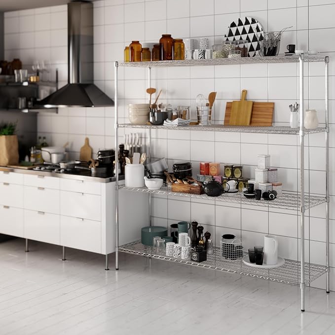 21" Deep x 72" Wide x 74" Height Wire Shelving Kit | 4-Tier | NSF Commercial Storage Rack Unit