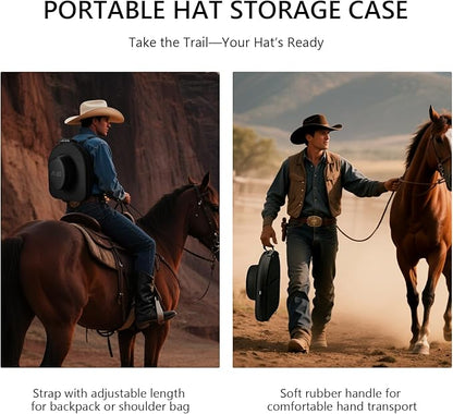 Anysiny Cowboy Hat Box for Travel-Crush Proof Hat Travel Case for Cowboy Hats Holder Storage Box Organizer Cap Carrier with Adjustable Carry Strap