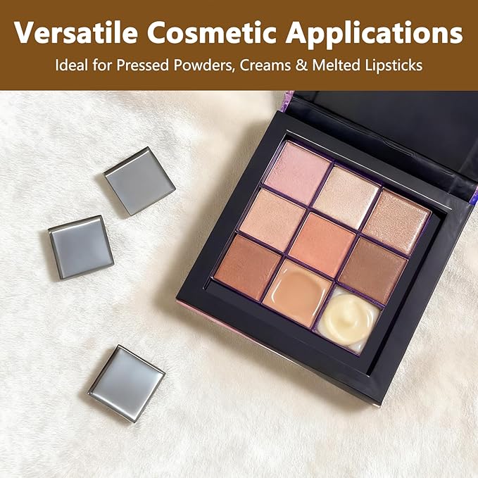 20Pcs Empty Eyeshadow Pans and 1 Depotting Tool for Makeup Palette 26mm Square Metal Pan Containers for Depotting Refillable IronTray for Watercolor Use Empty Makeup Palette Accessories