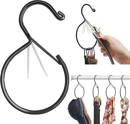Supforce 6 Pack Belt Hanger, Tie Hanger & Belt Organizer, Rust-Proof Belt Hanger for Closet, Ties, Scarves, Bags & Accessories, Keeps Closet Neat & Organized, Black